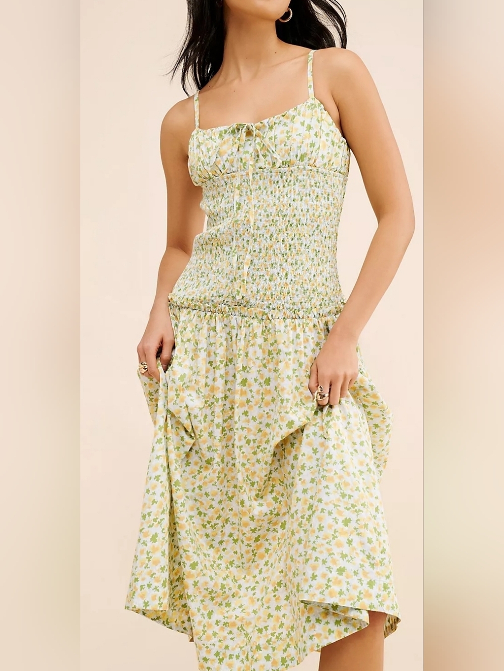 FREE PEOPLE Cottagecore Smocked Floral Lavender Daze Dress - Picture 3 of 11